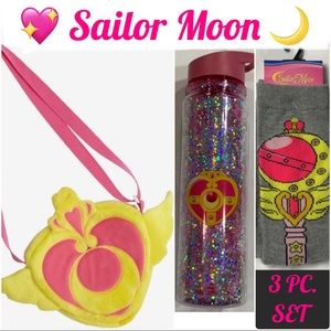 SAILOR MOON Plush CROSSBODY BAG, Glitter WATER BOTTLE & SOCKS!
